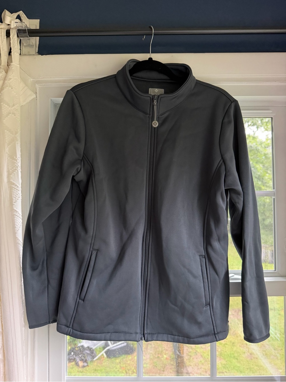 Med Couture Women's Charcoal Grey Full-Zip Utility Jacket